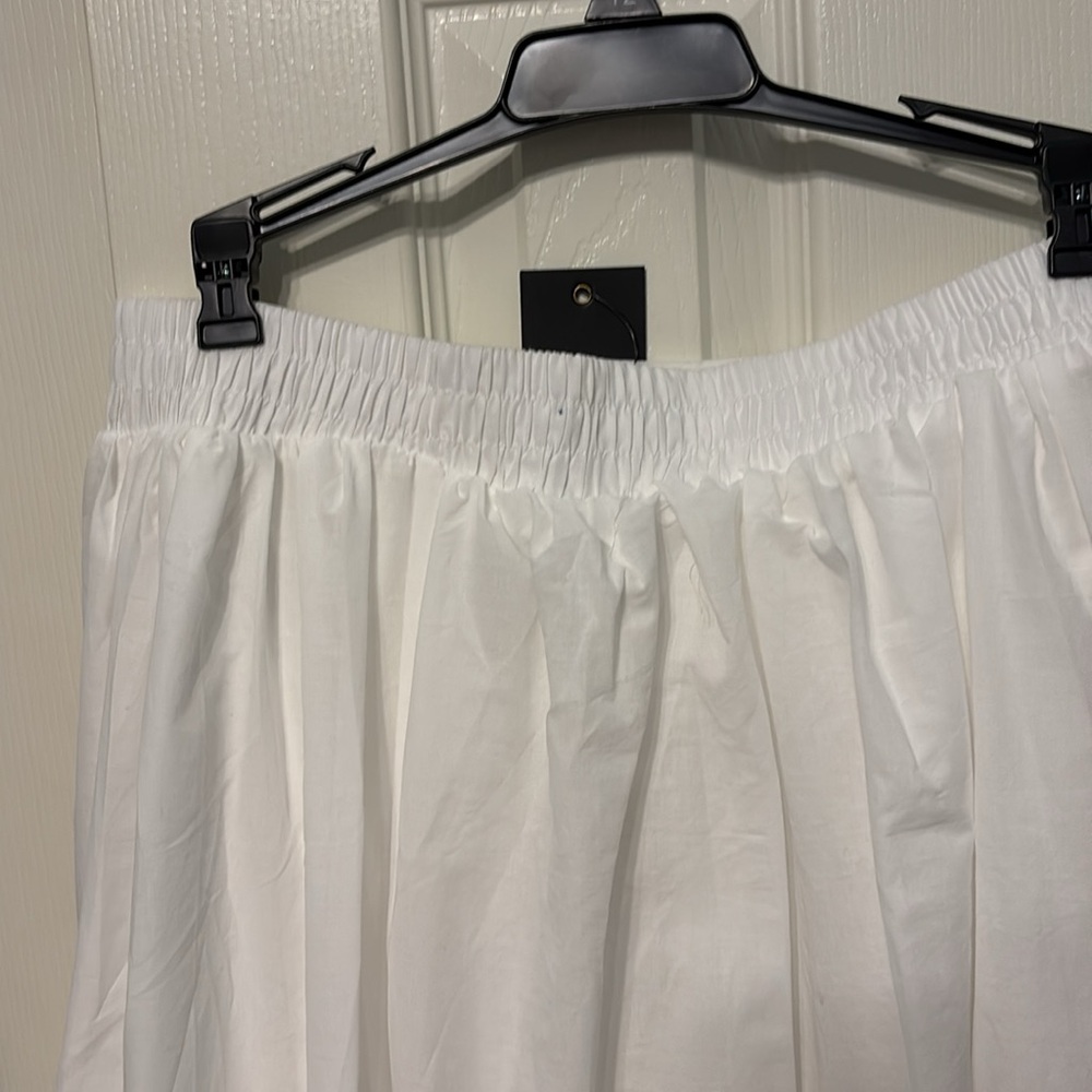 White Maxi Skirt with Navy Embroidery - Picture 6 of 7